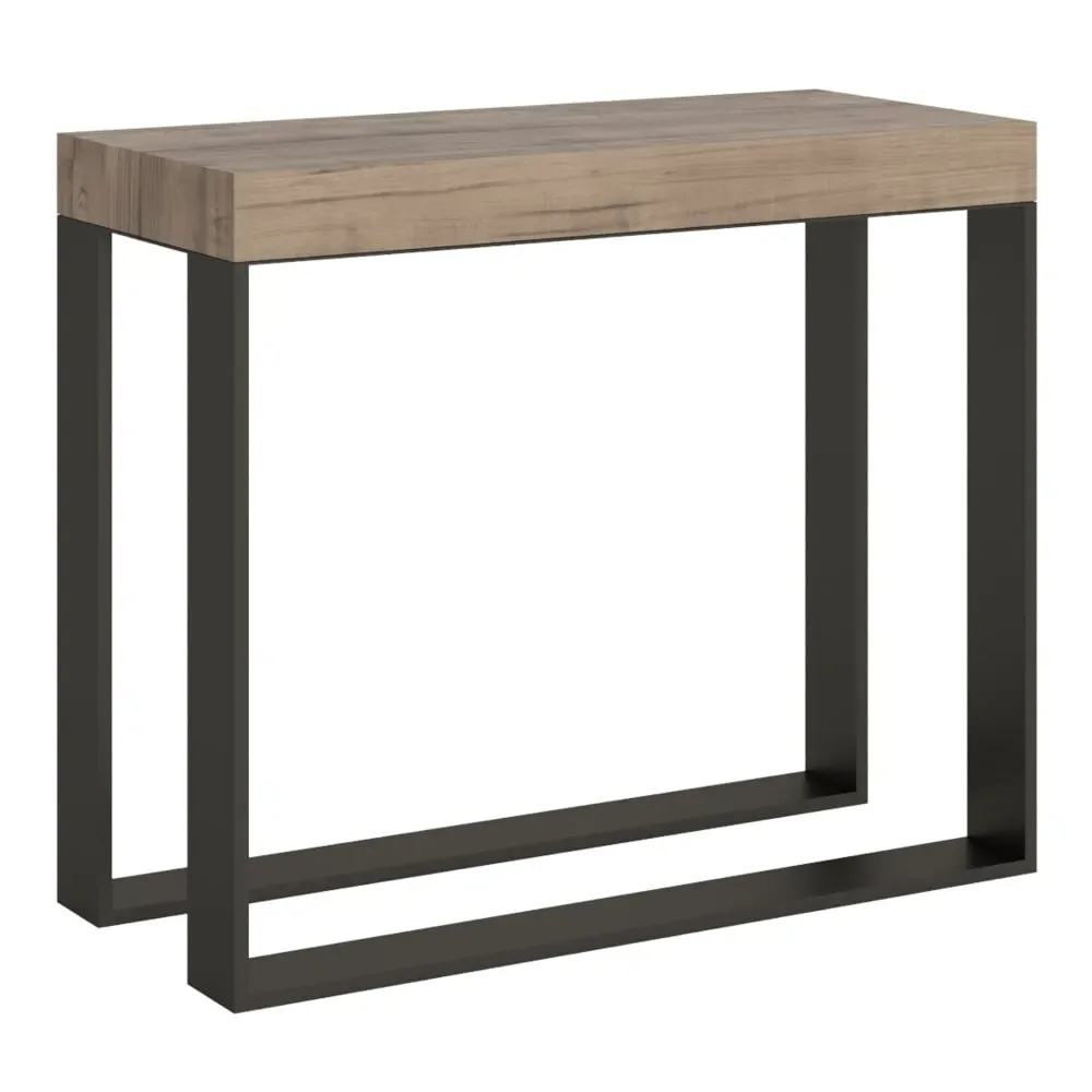 Console extensible effet bois chêne nature 90x40/300 cm