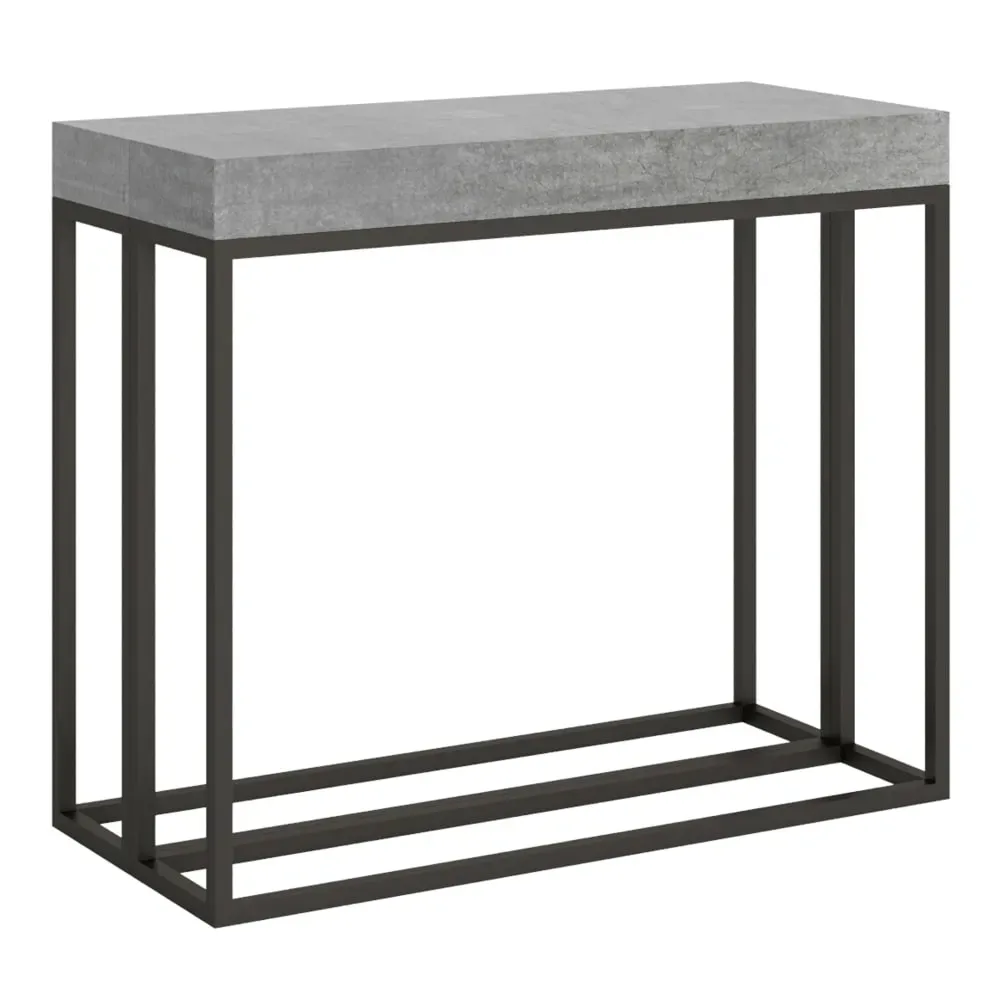 Console extensible effet béton gris 90x40/196 cm
