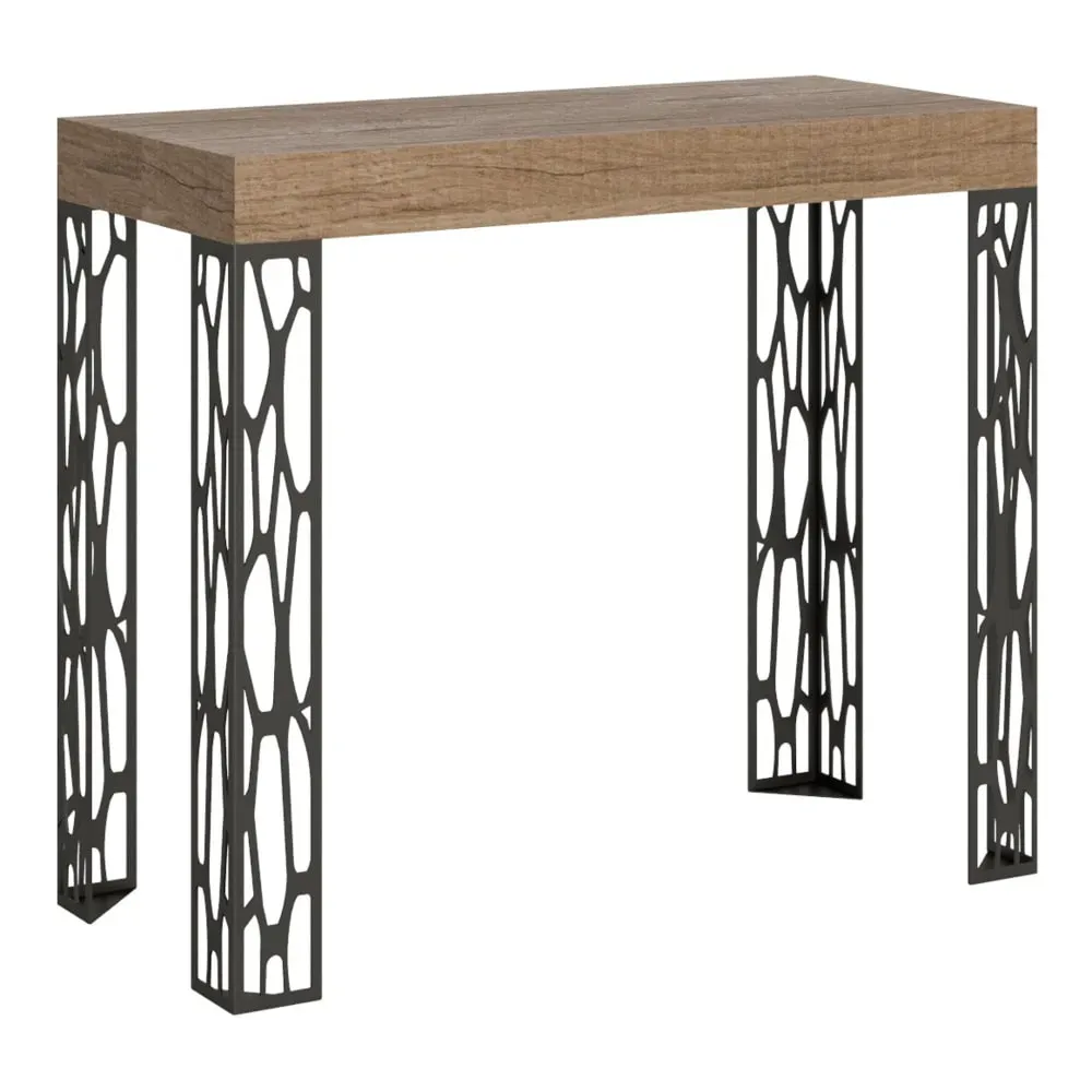 Console extensible effet bois chêne nature 90x40/300 cm