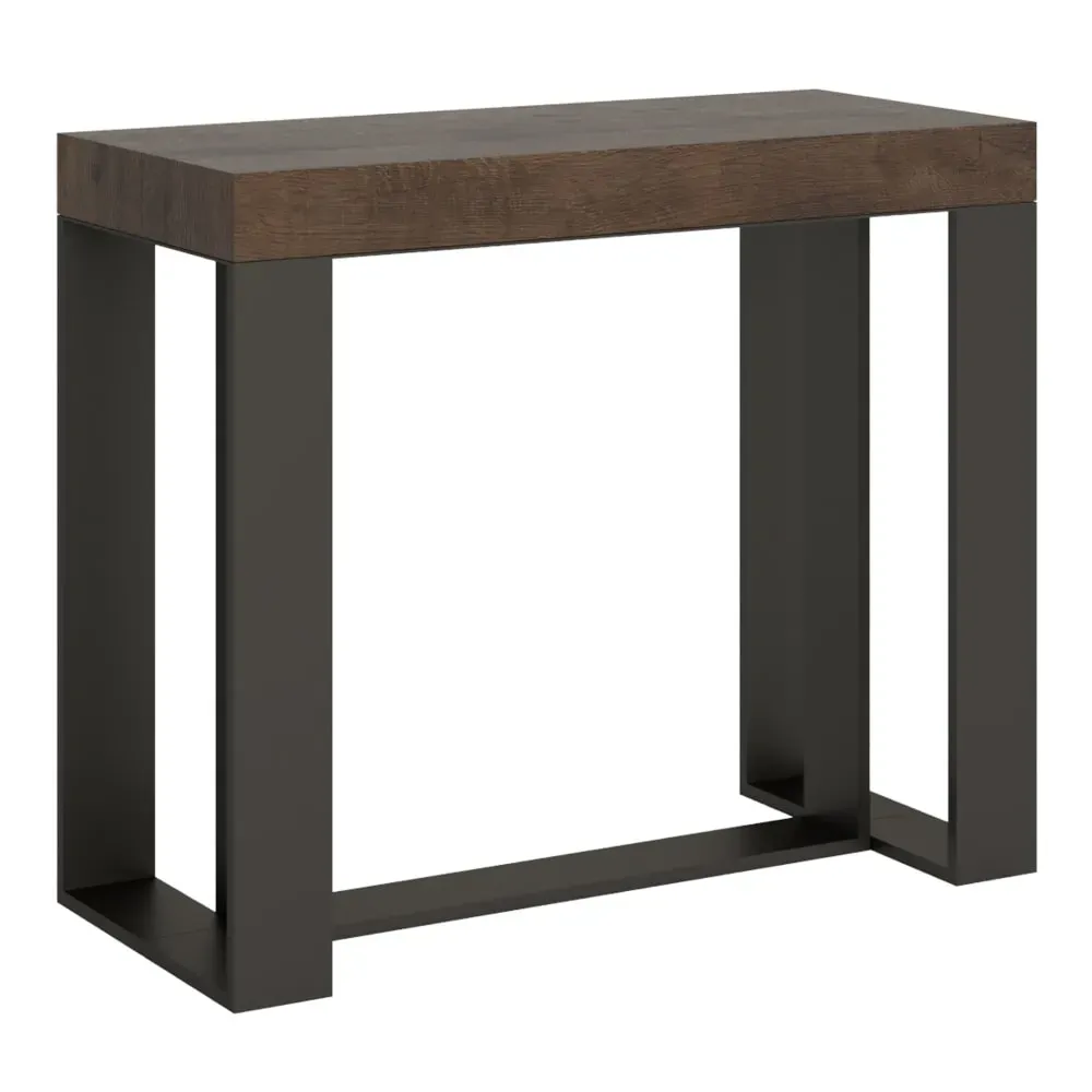 Console extensible effet bois noyer 90x40/300 cm