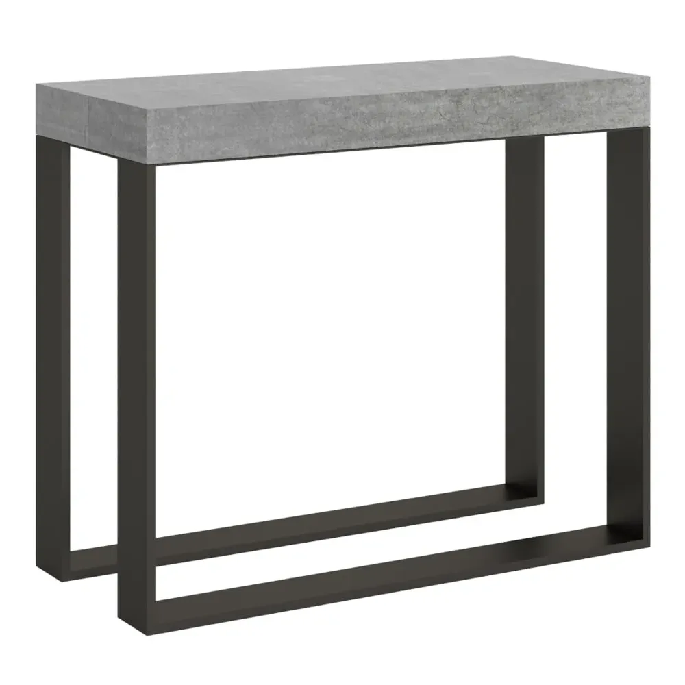 Console extensible effet béton gris 90x40/196 cm