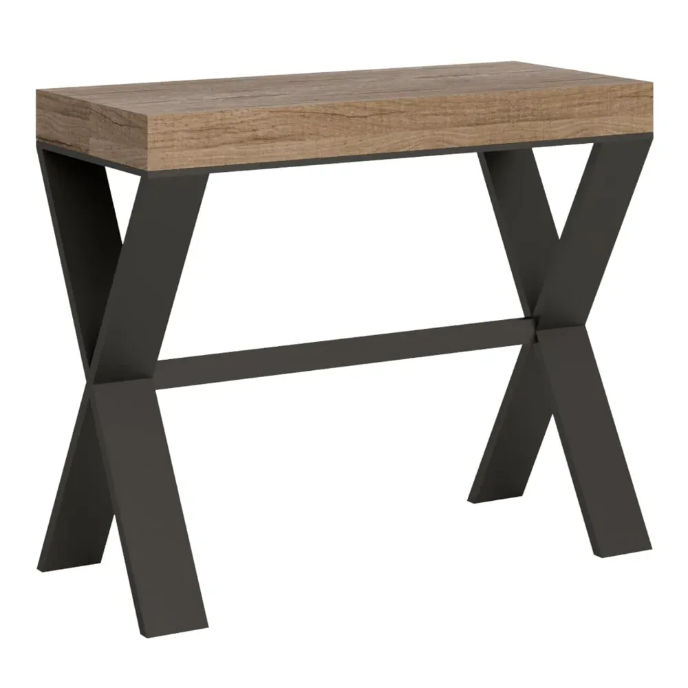 Console extensible effet bois chêne nature 90x40/196 cm