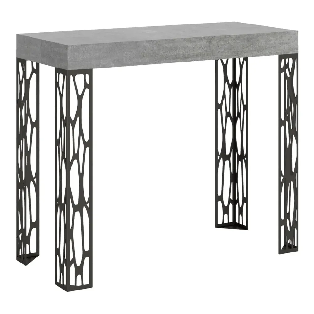 Console extensible effet béton gris 90x40/300 cm