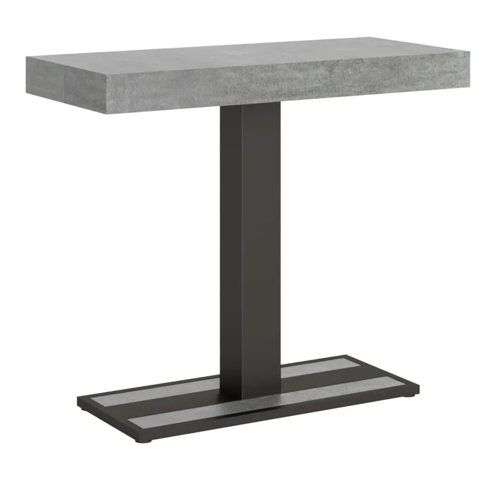 Console extensible effet béton gris 90x40/196 cm