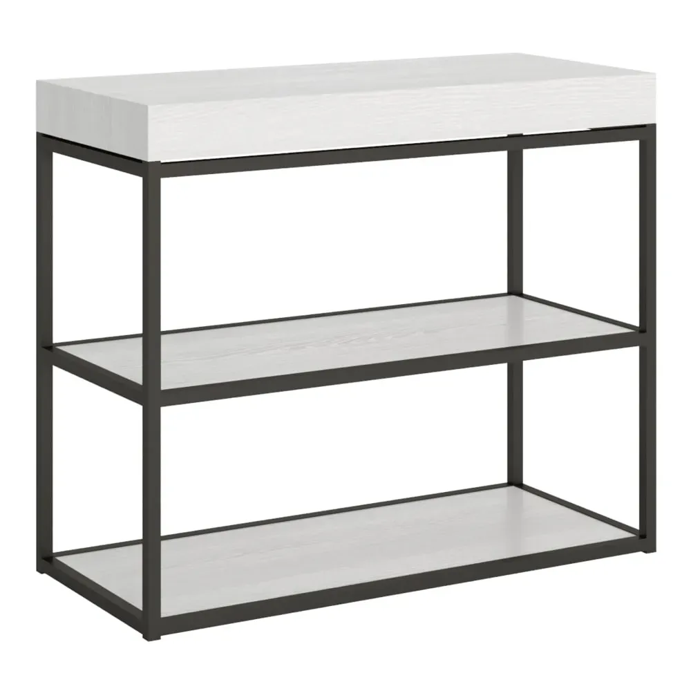 Console extensible effet bois frêne blanc 90x40/196 cm