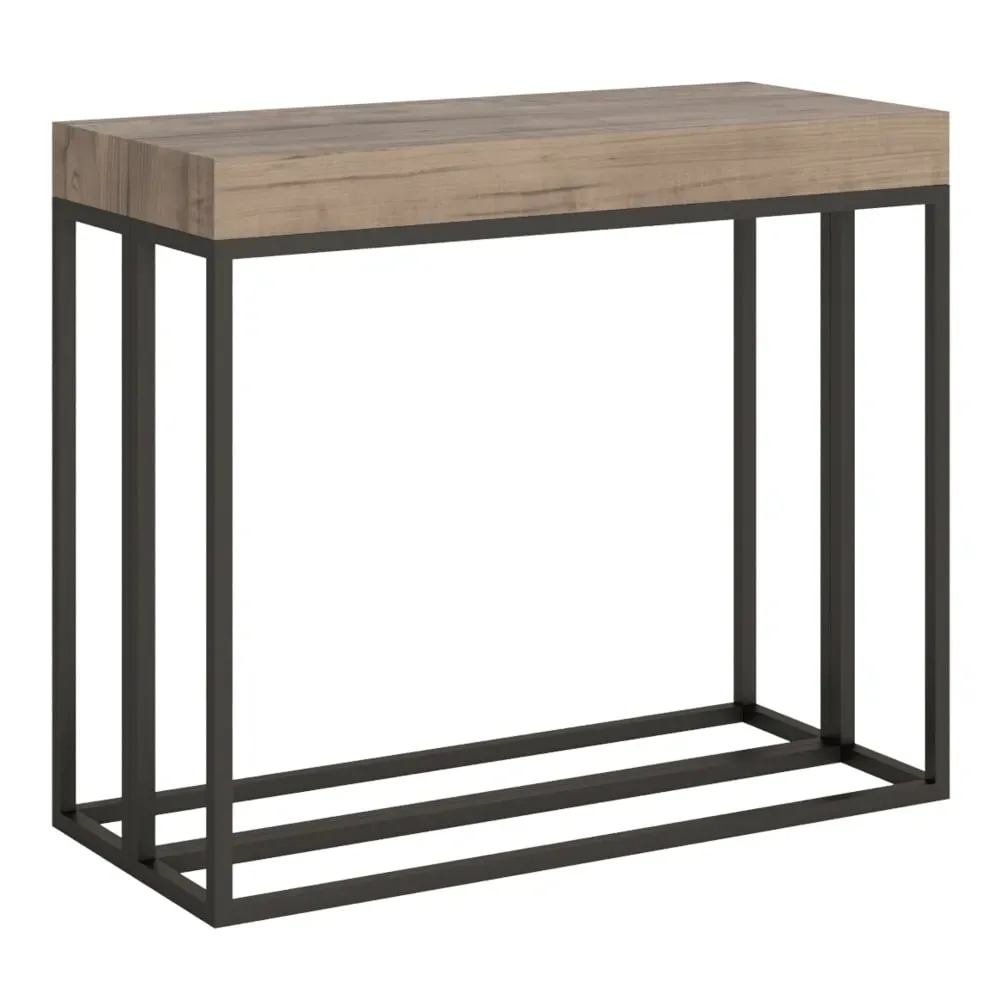 Console extensible effet bois chêne nature 90x40/196 cm