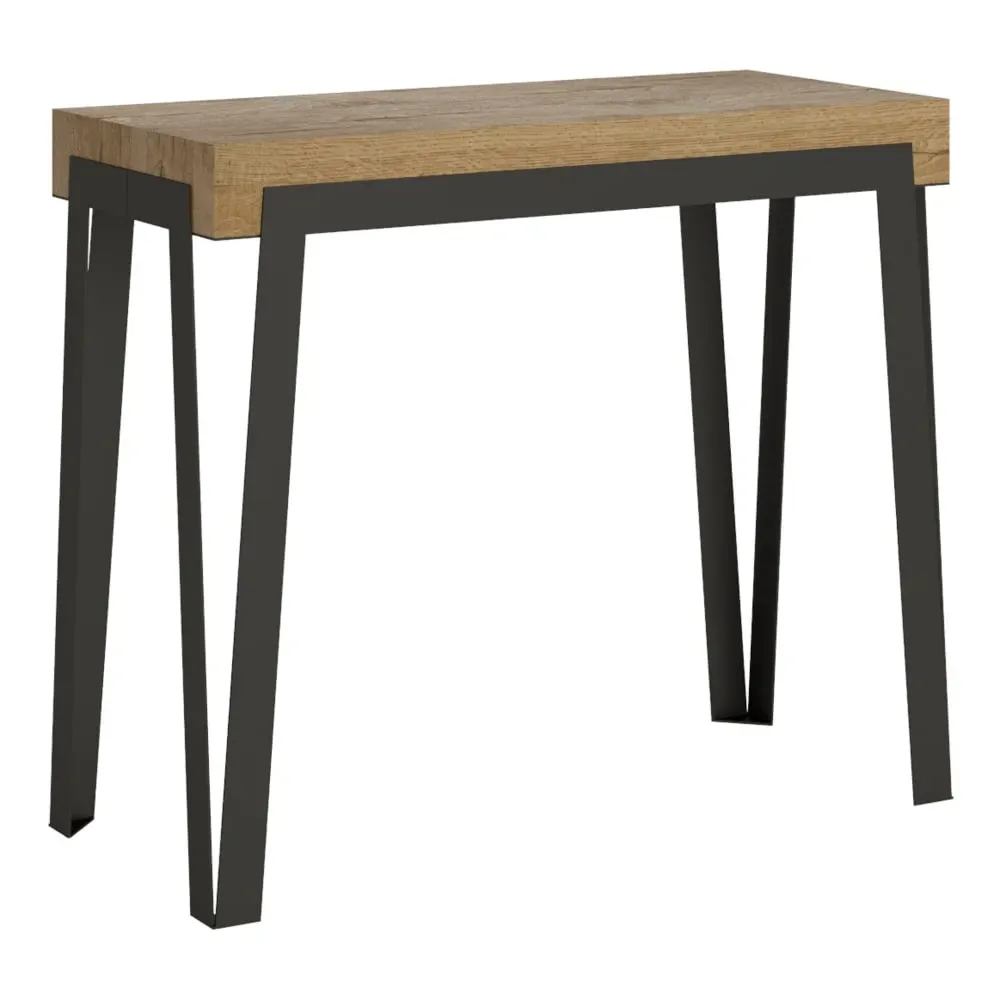 Console extensible effet bois chêne nature 90x40/196 cm