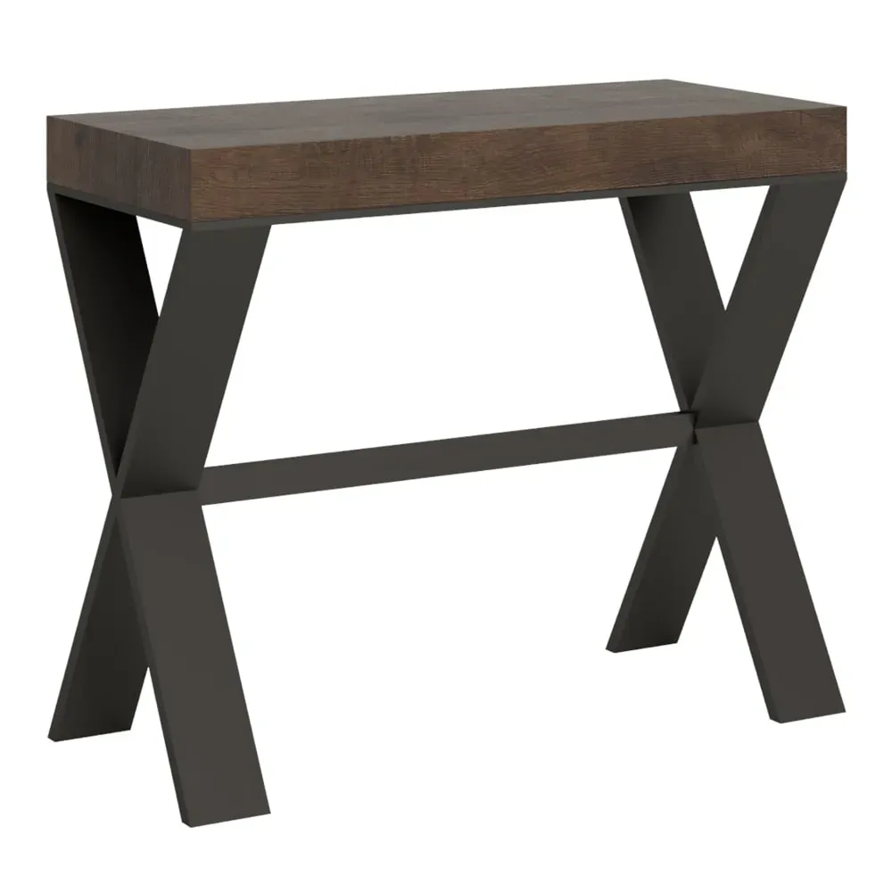 Console extensible effet bois noyer 90x40/300 cm