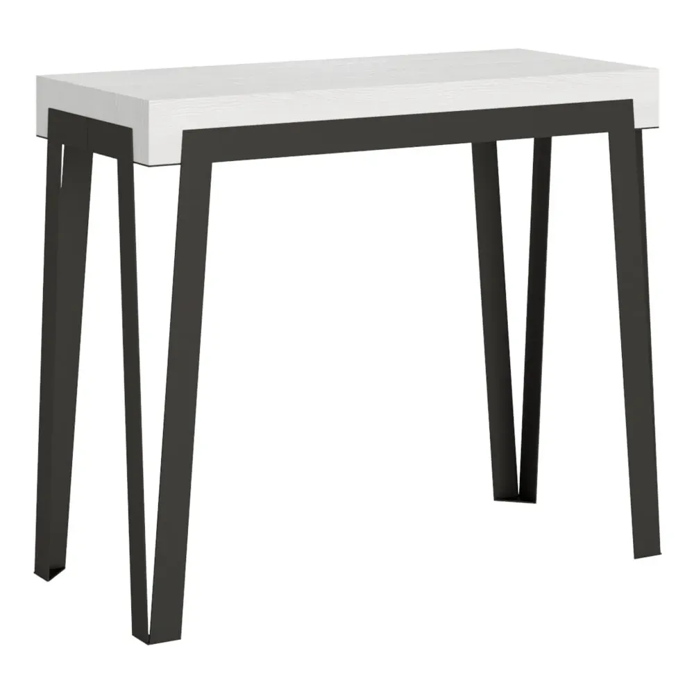 Console extensible effet bois frêne blanc 90x40/300 cm