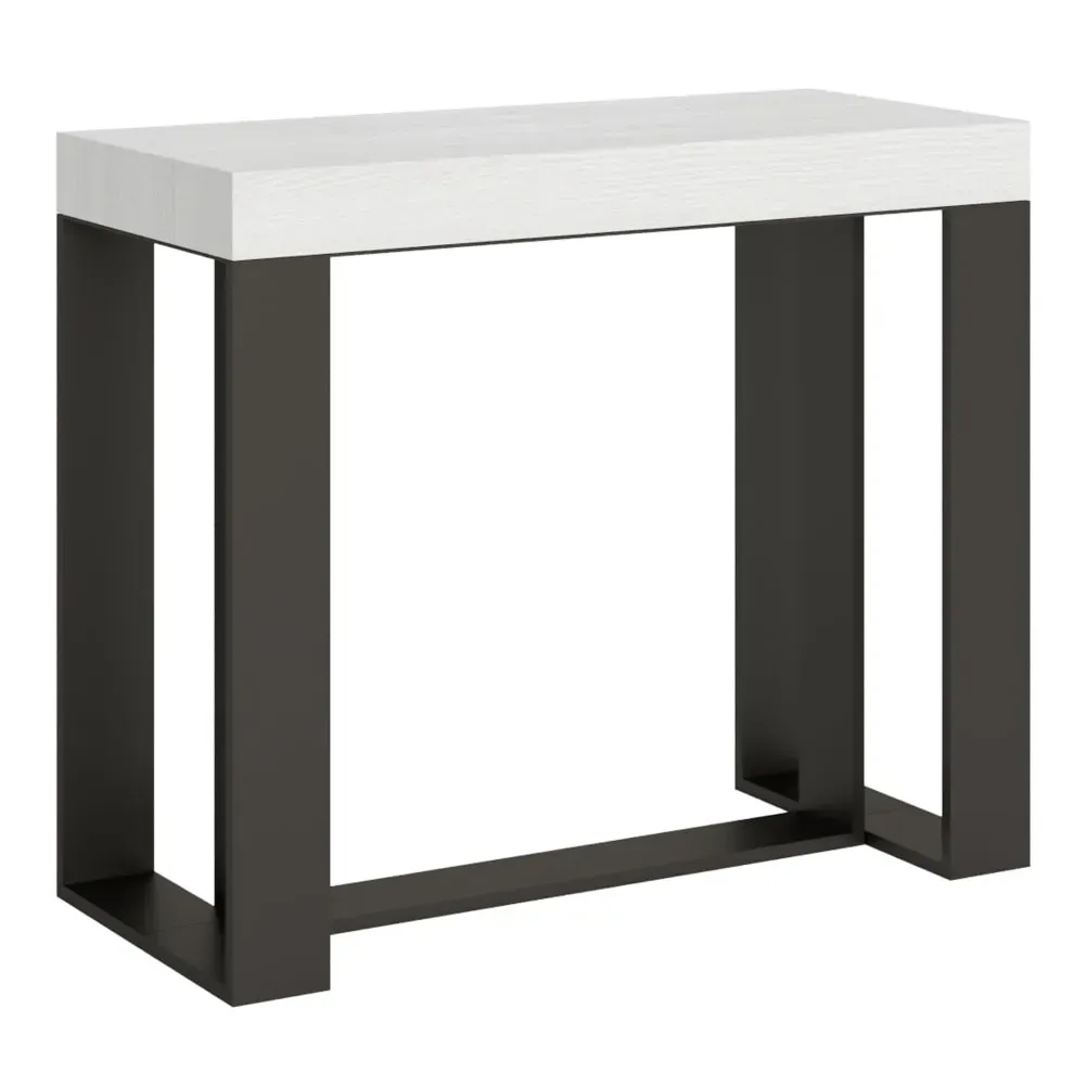 Console extensible effet bois frêne blanc 90x40/300 cm