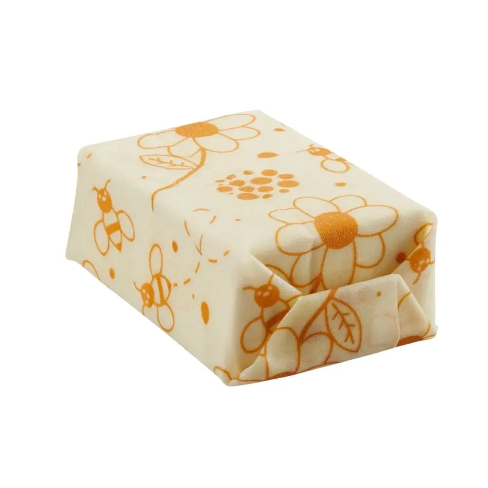 Set de 3 linges à la cire d'abeille en coton blanc cassé