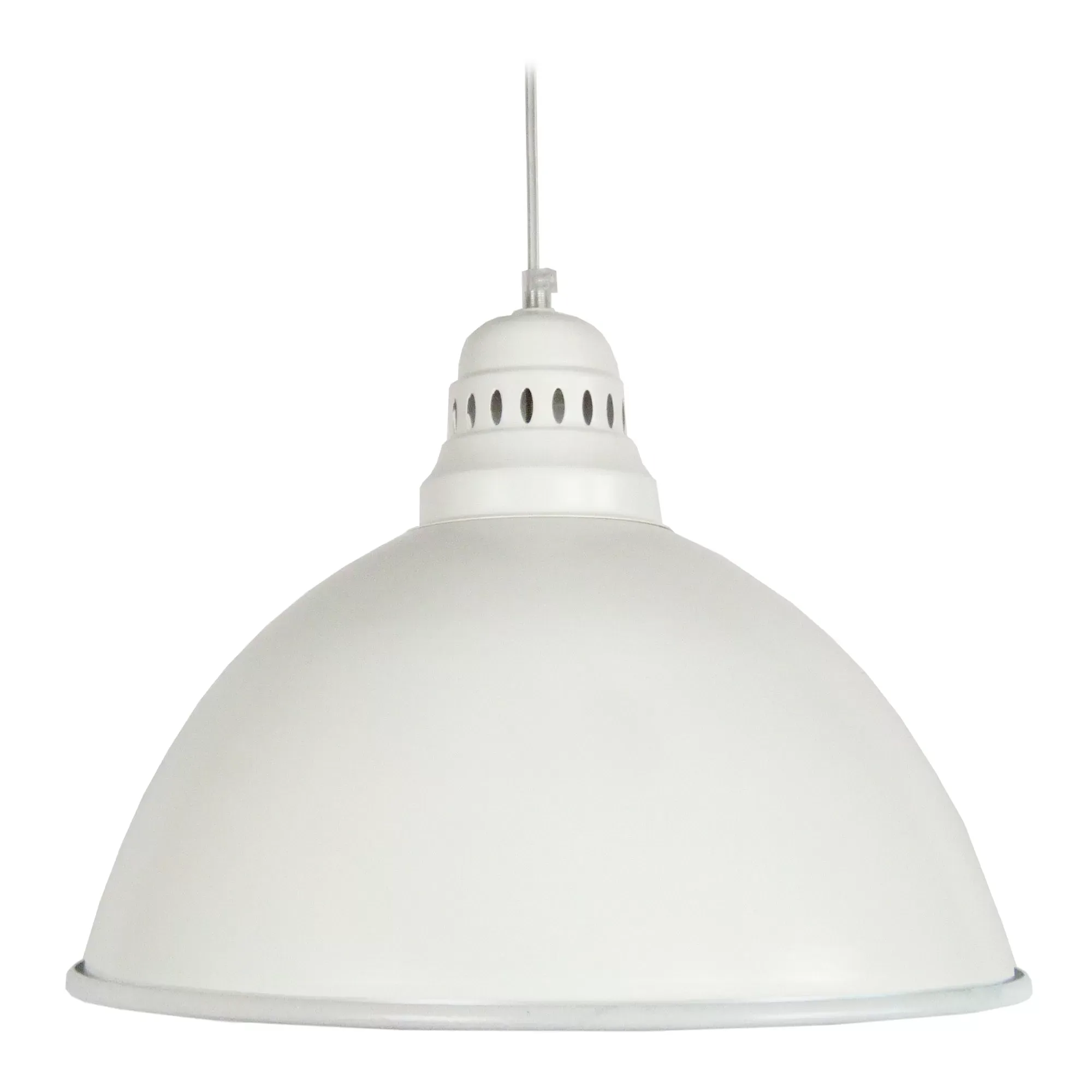 Suspension cloche métal H90cm ivoire;Abat-jour: blanc