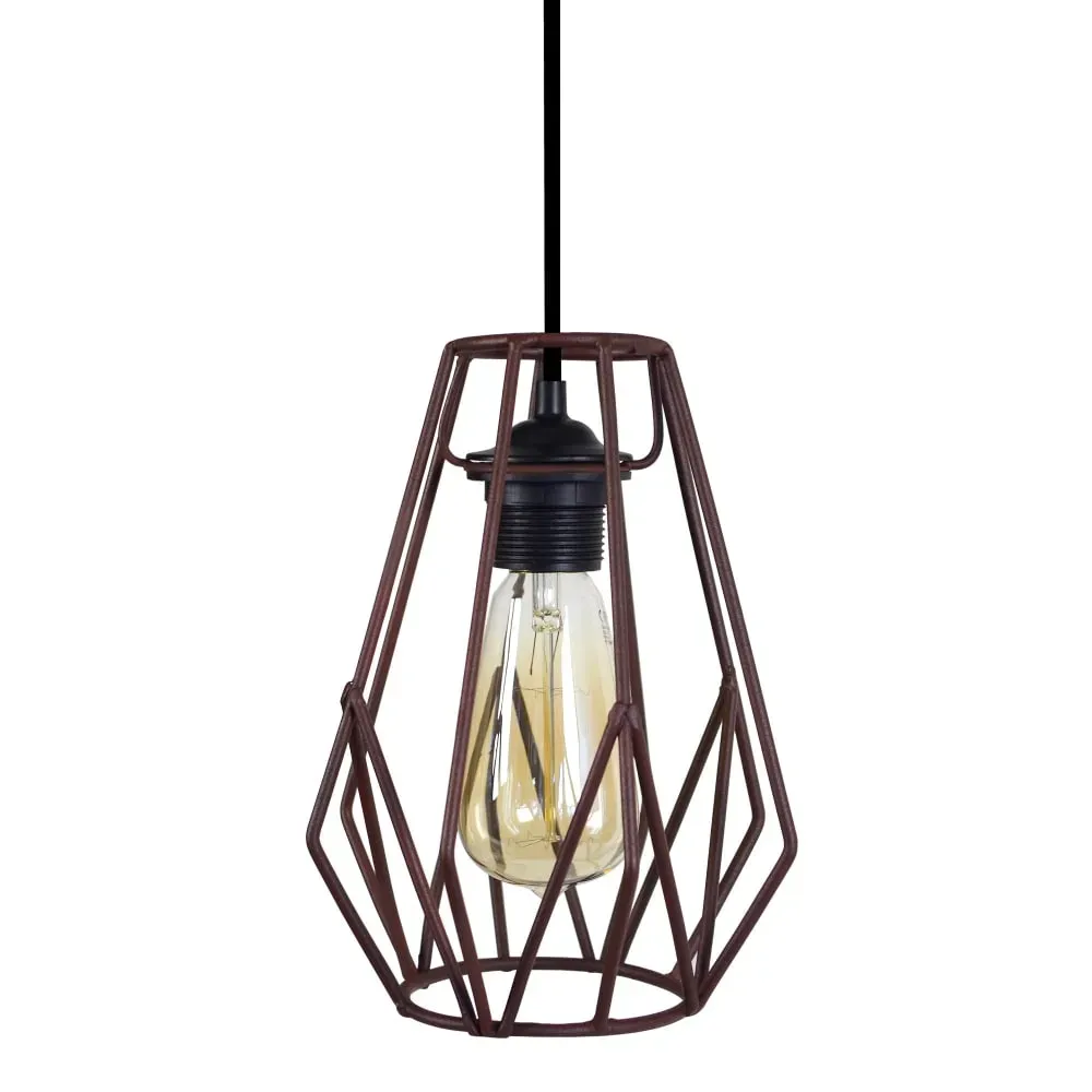 Suspension métal H85cm noir;Abat-jour: marron