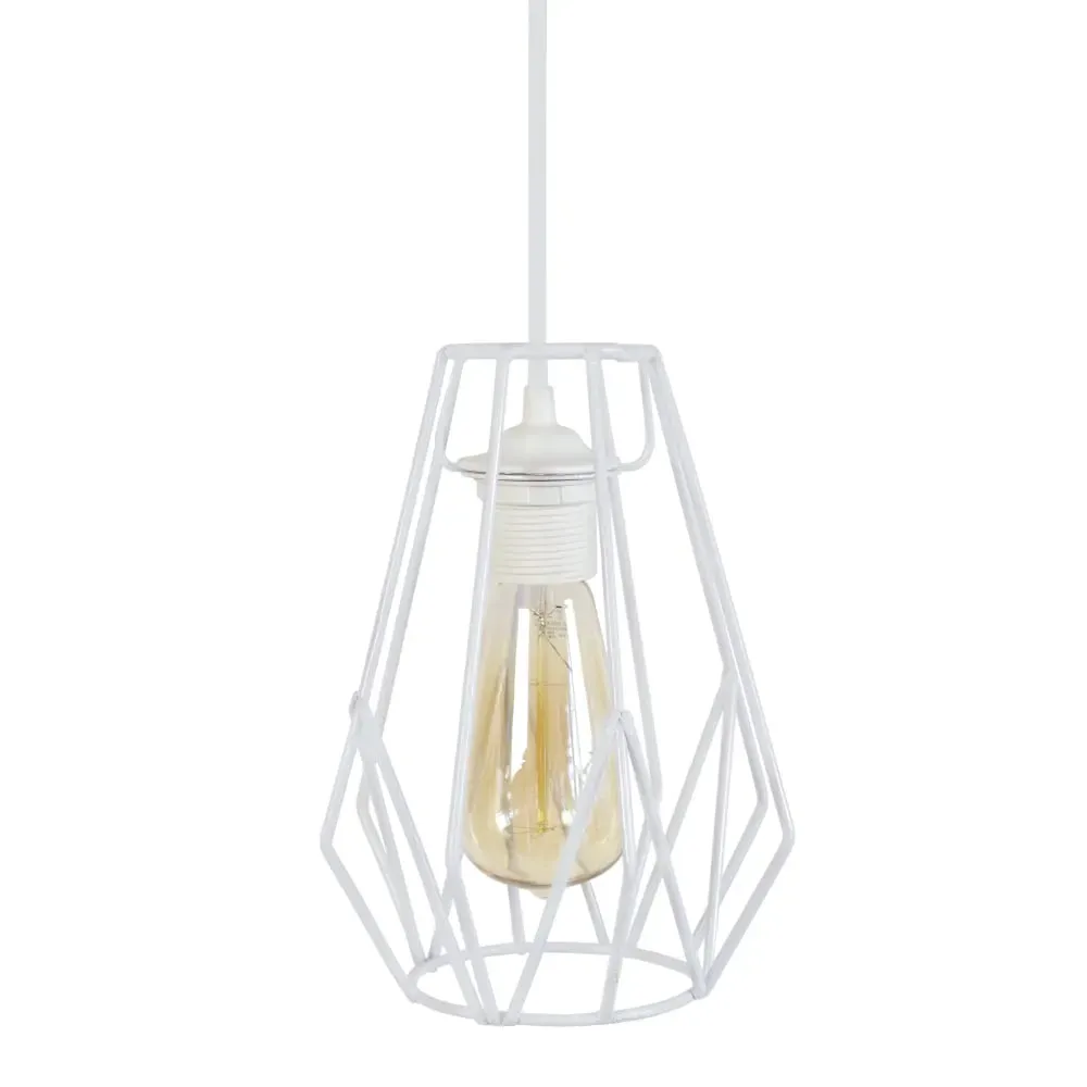 Suspension métal H85cm blanc;Abat-jour:  blanc