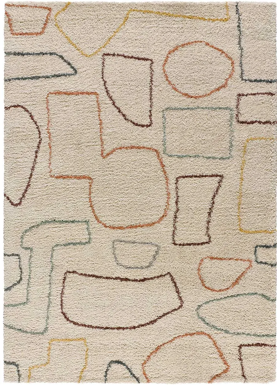 Tapis shaggy scandinave beige/multicolore 80x150 cm