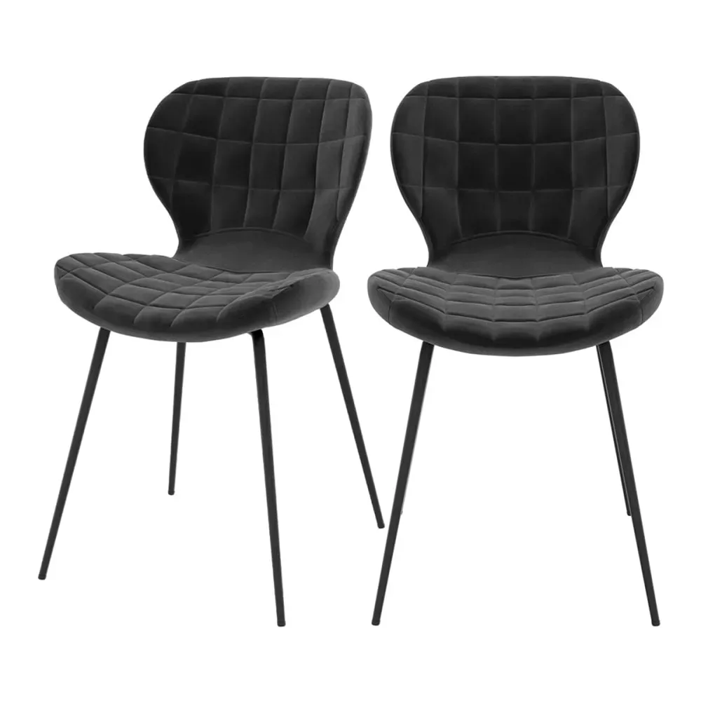 Lot de 2 chaises en velours noir