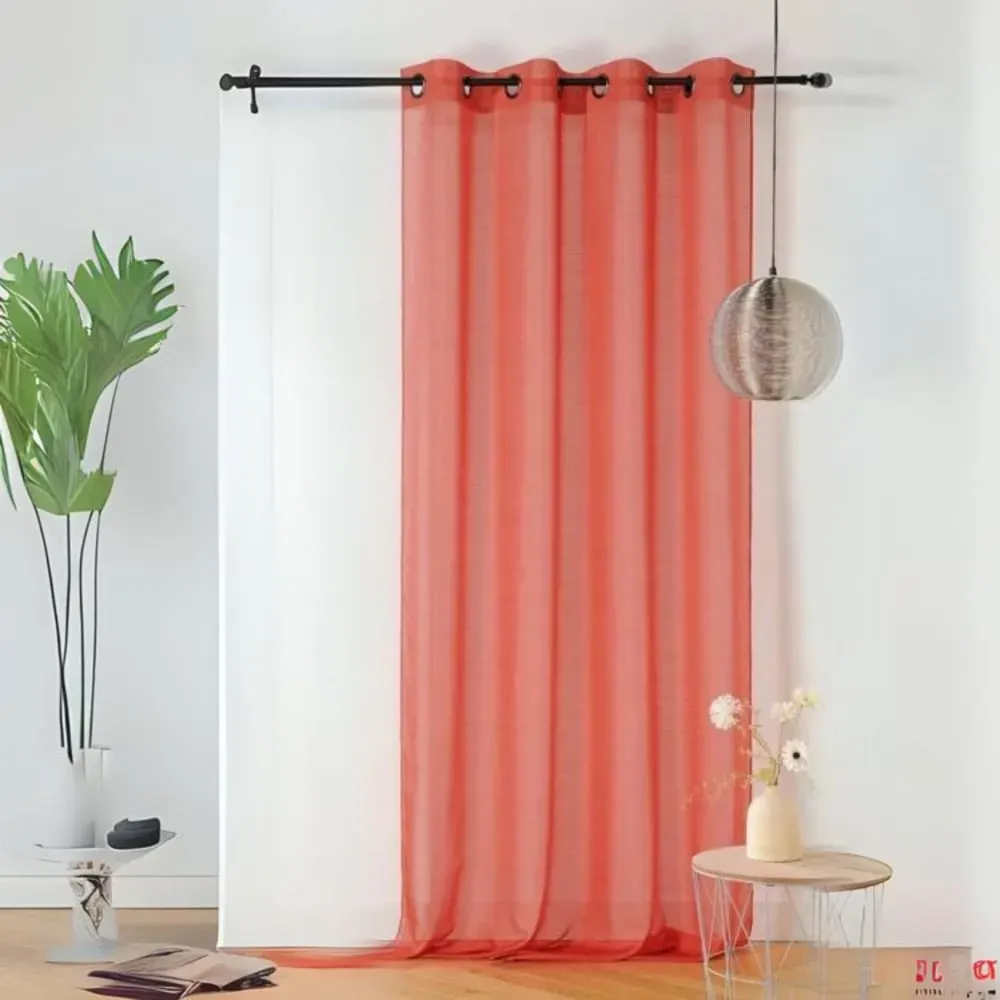 Voilage en étamine givrée polyester terracotta 145x240 cm