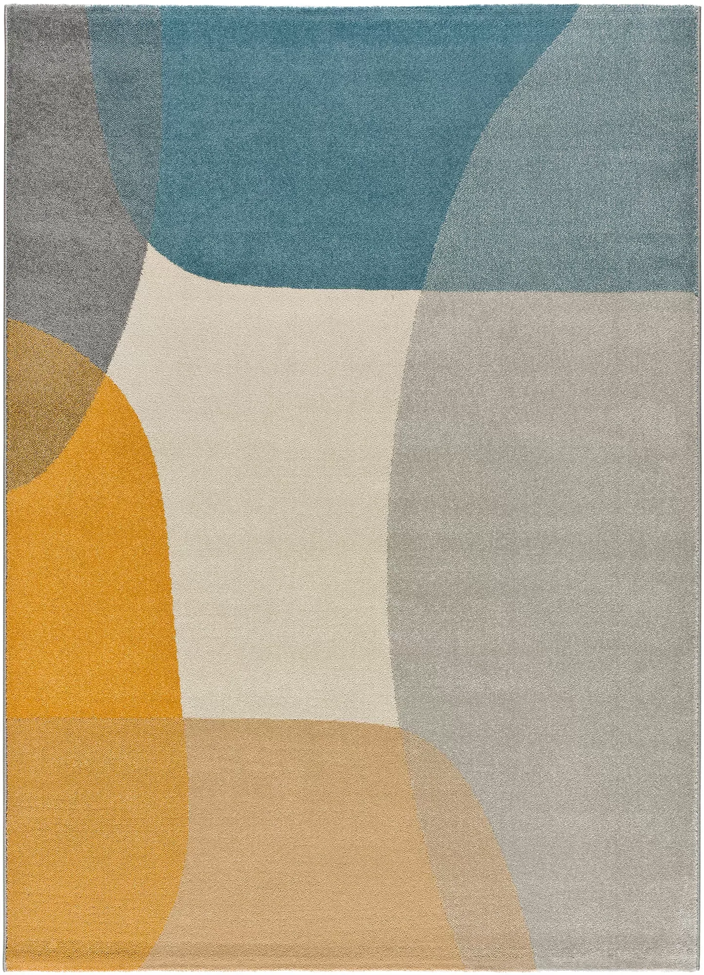 Tapis formes en écru, moutarde et bleu 140x200 cm