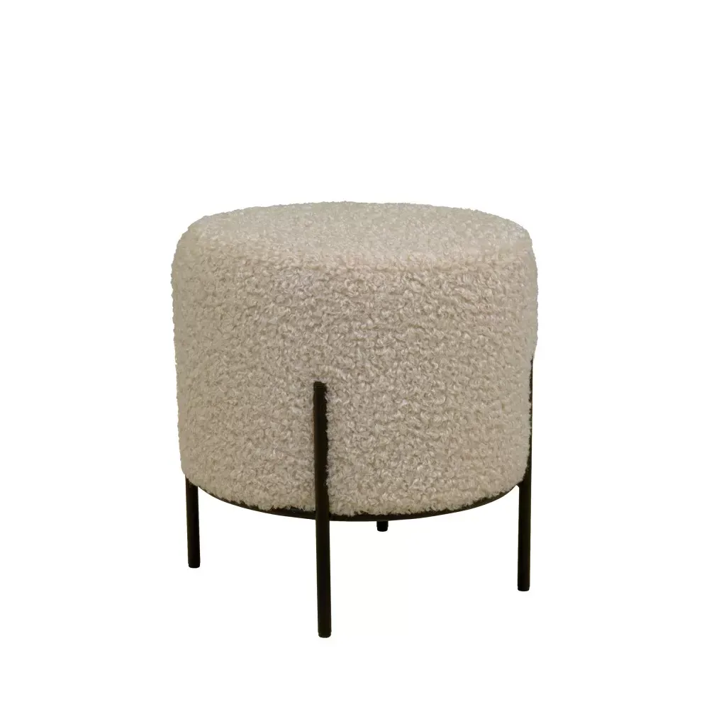 Pouf rond en tissu bouclette et métal ø35,5cm - Sable
