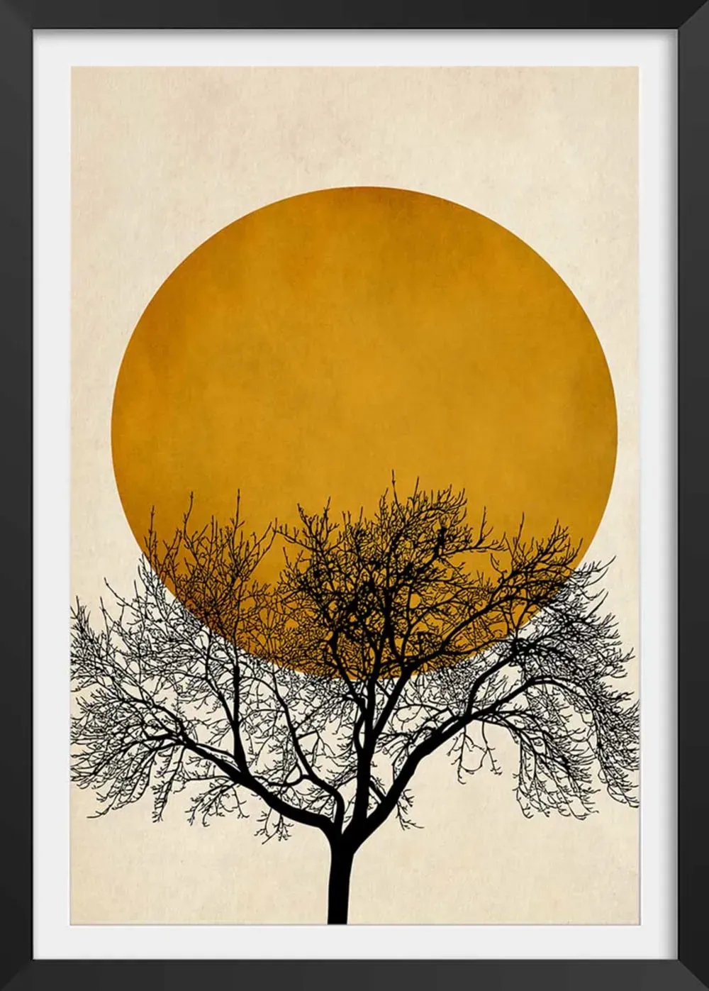 Affiche dessin arbre et sérénité avec cadre noir 40x60  cm