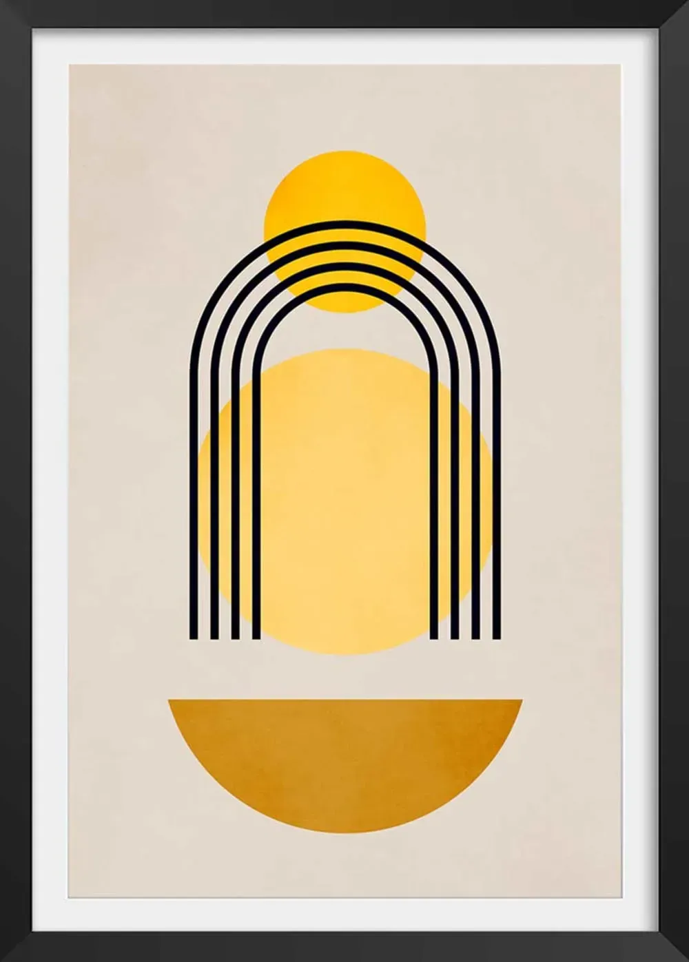 Affiche dessin abstrait bauhaus n°5 avec cadre noir 40x60  cm