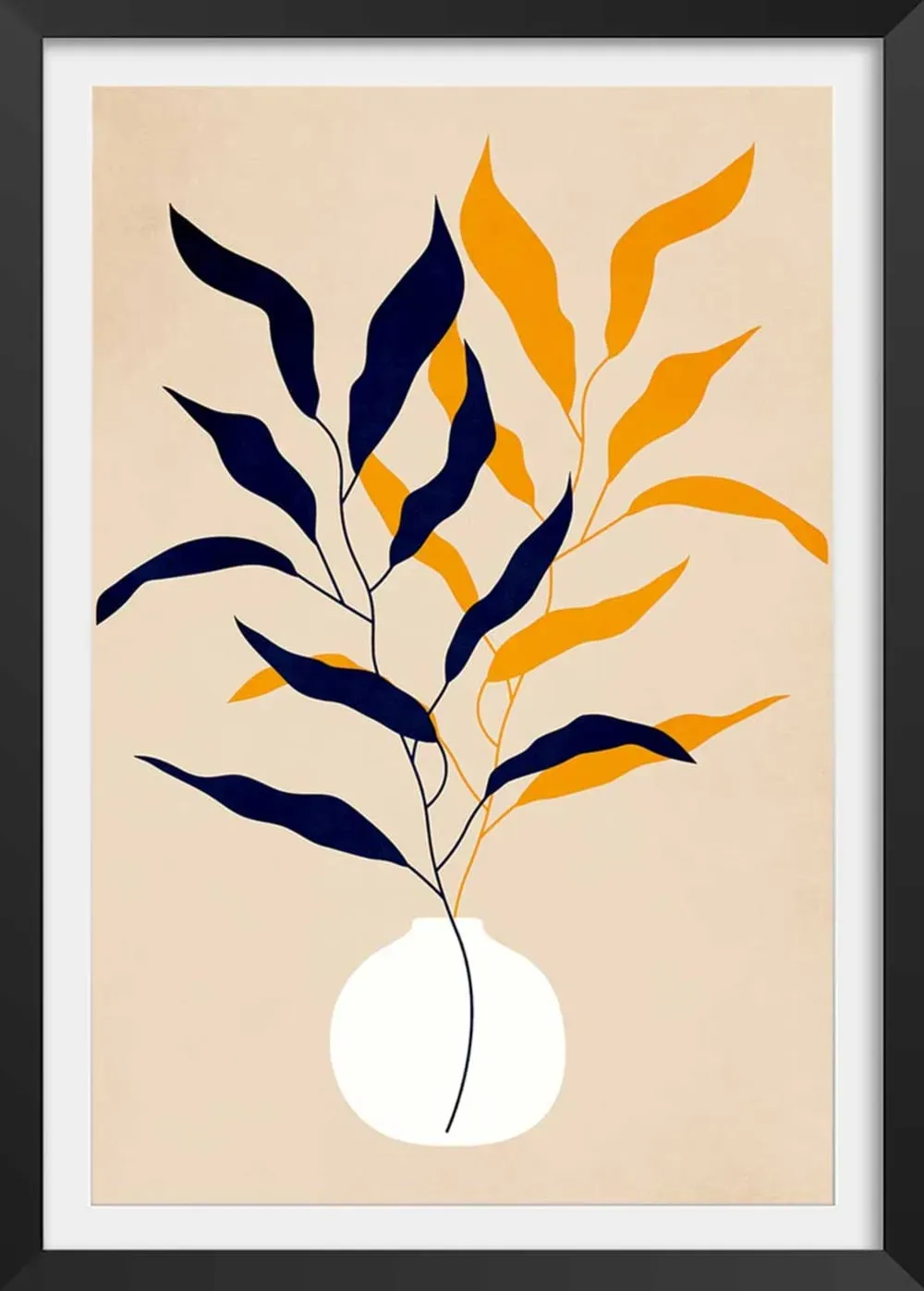 Affiche fleurs plante et purete avec cadre noir 20x30 cm