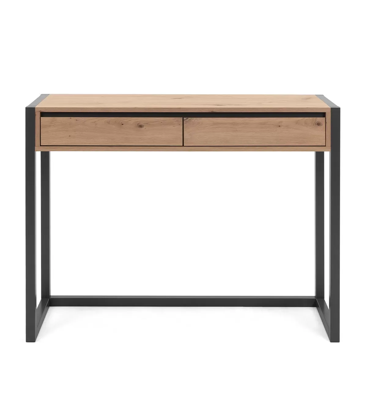 Console Industrielle 2 tiroirs L100 cm - Décor Bois Clair