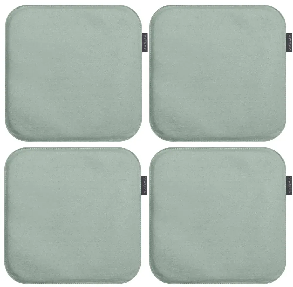 Galettes de chaises carrées vert de gris - Lot de 4 - env. 35x35