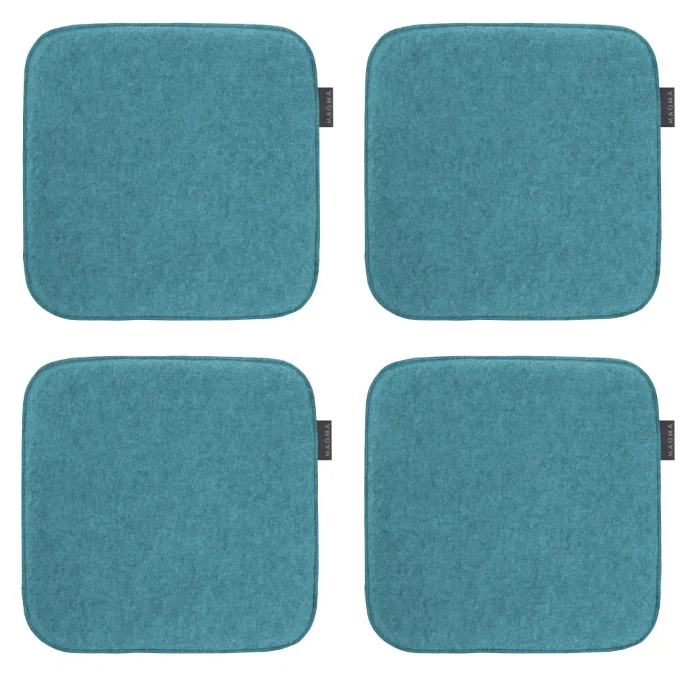 Galettes de chaises carrées bleu pétrole - Lot de 4 - env. 35x35