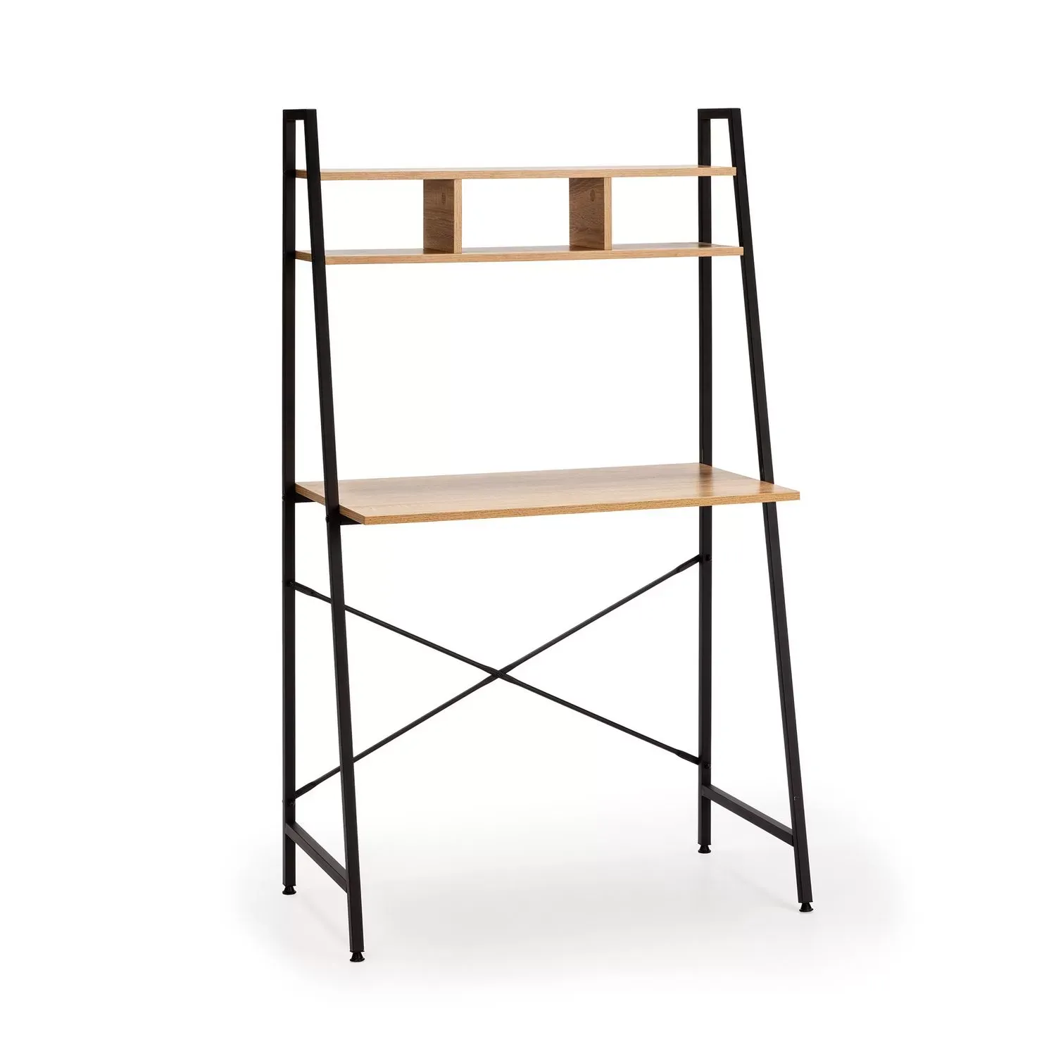 Bureau noir, 1 étagère, style industriel, 84 cm longueur