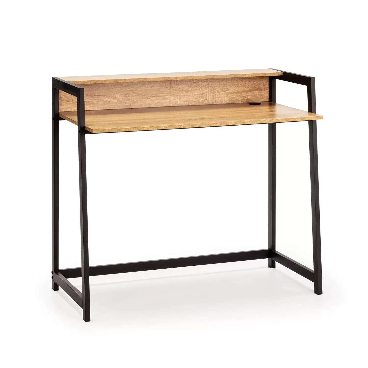 Bureau noir, 1 étagère, style industriel, 104 cm longueur