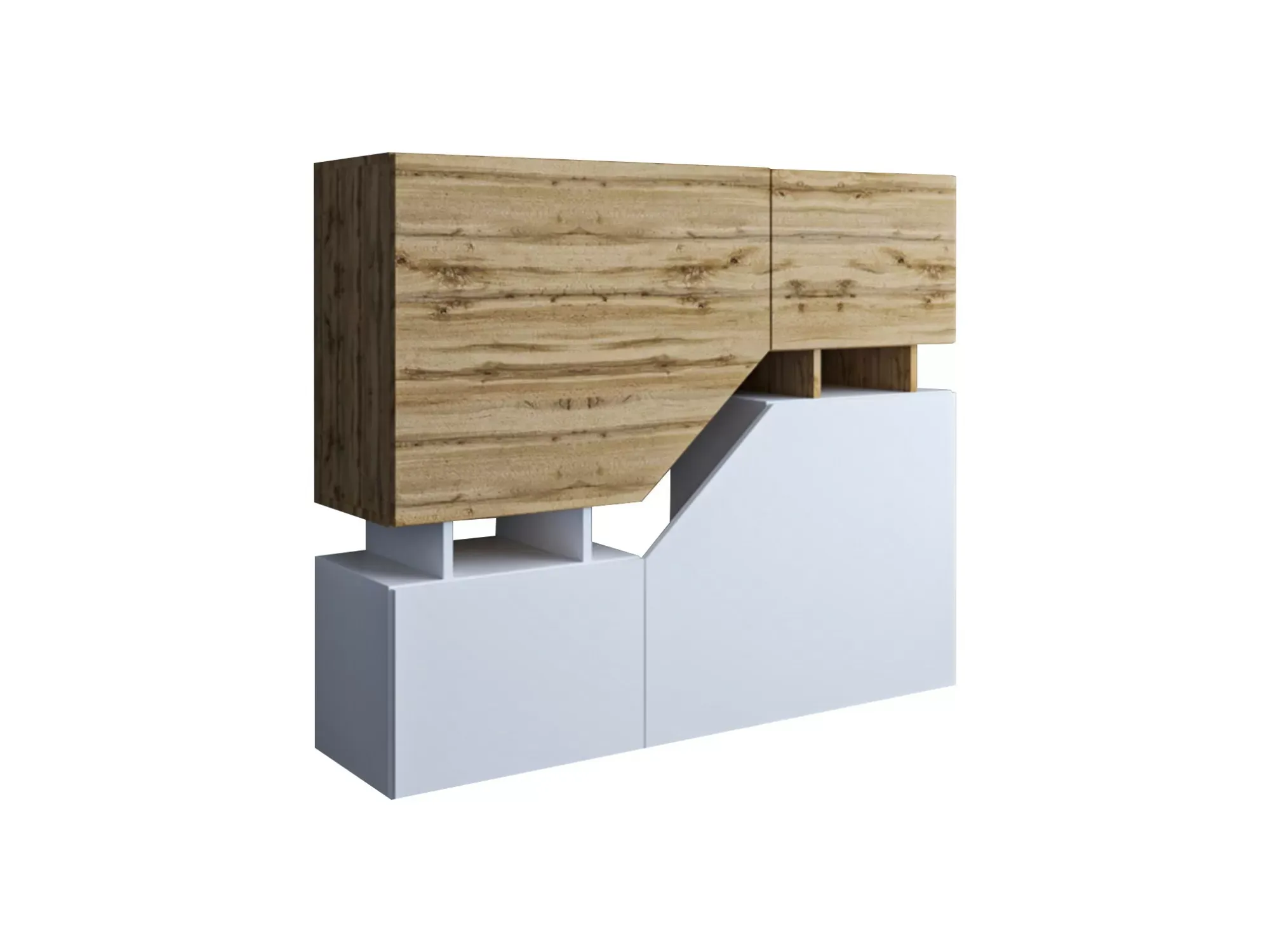 Buffet haut industriel 120 cm bois / blanc