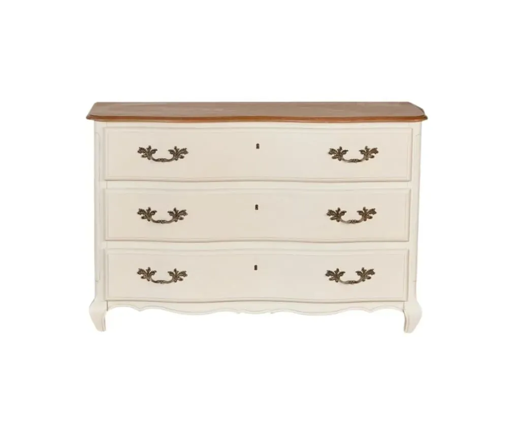 Commode 3 tiroirs plateau chêne blanche