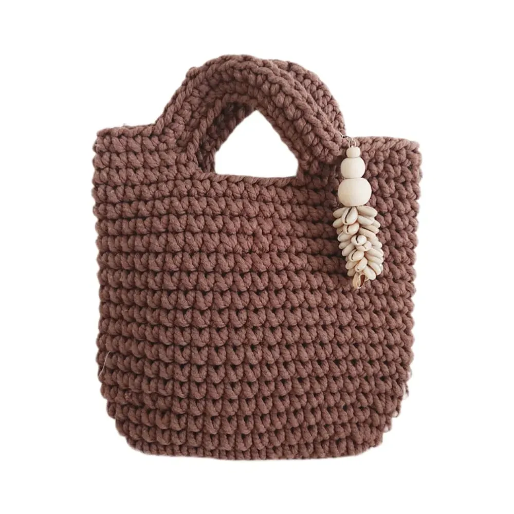Mini sac en crochet, marron