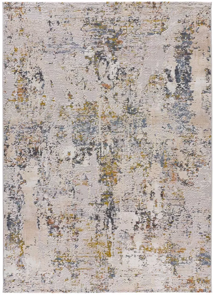 Tapis abstrait beige/rouille/bleu 77x150 cm