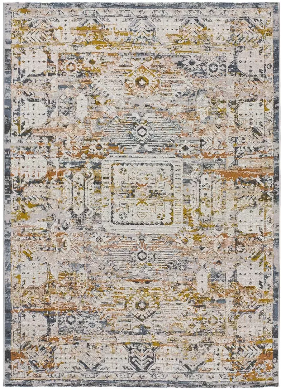 Tapis ethnique beige/rouille/bleu 115x170 cm