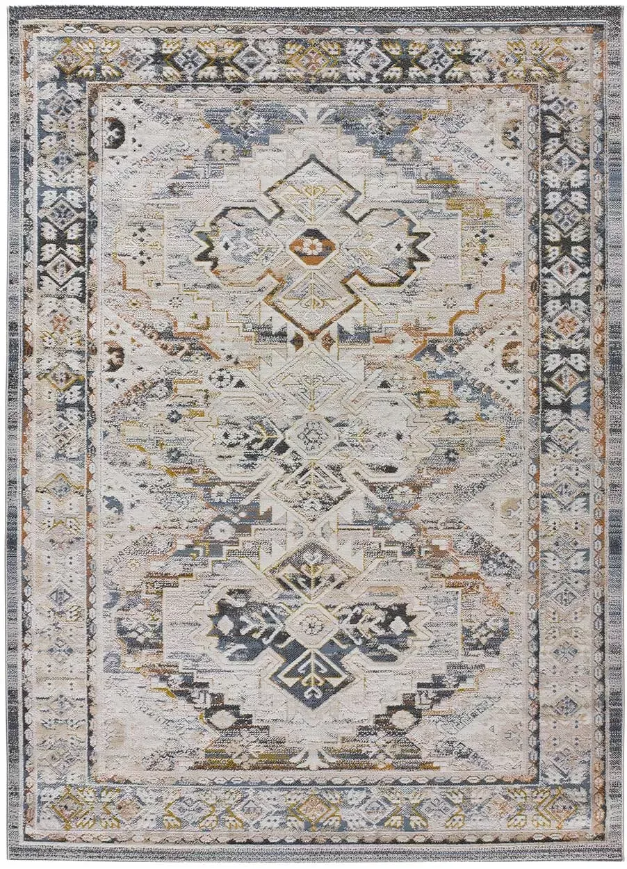 Tapis vintage beige/rouille/bleu 134x200 cm