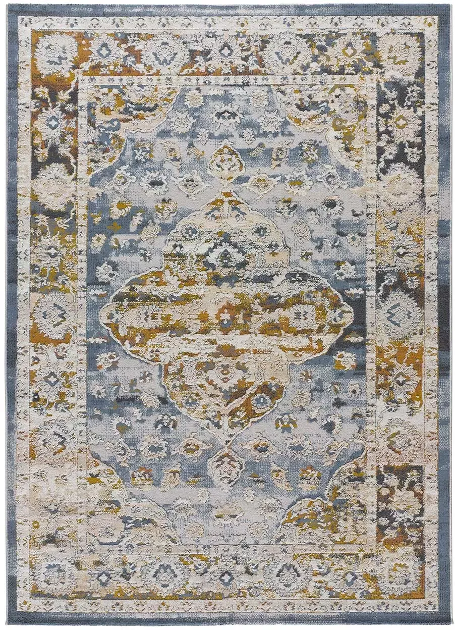 Tapis vintage bleu/rouille/beige 154x230 cm