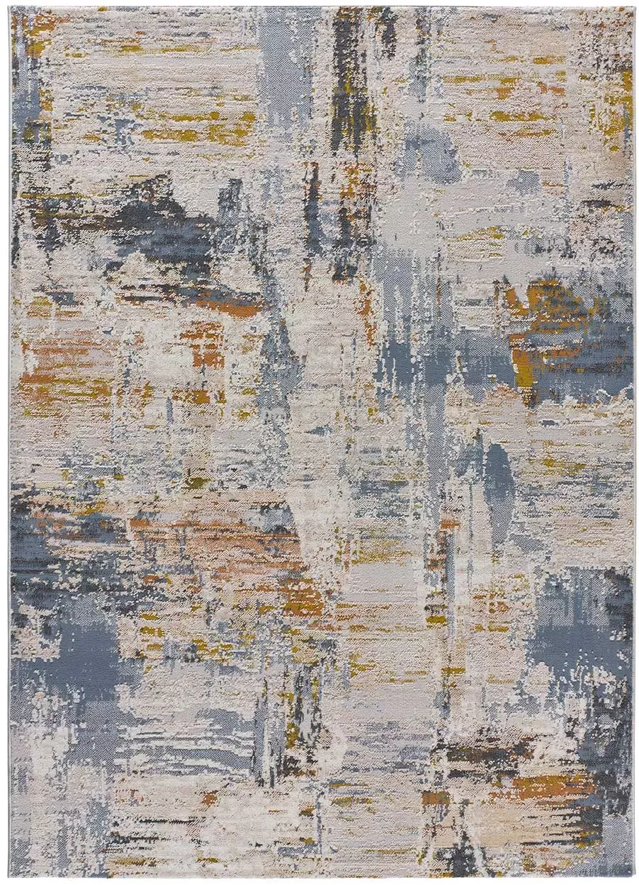 Tapis abstrait beige/rouille/bleu 154x230 cm