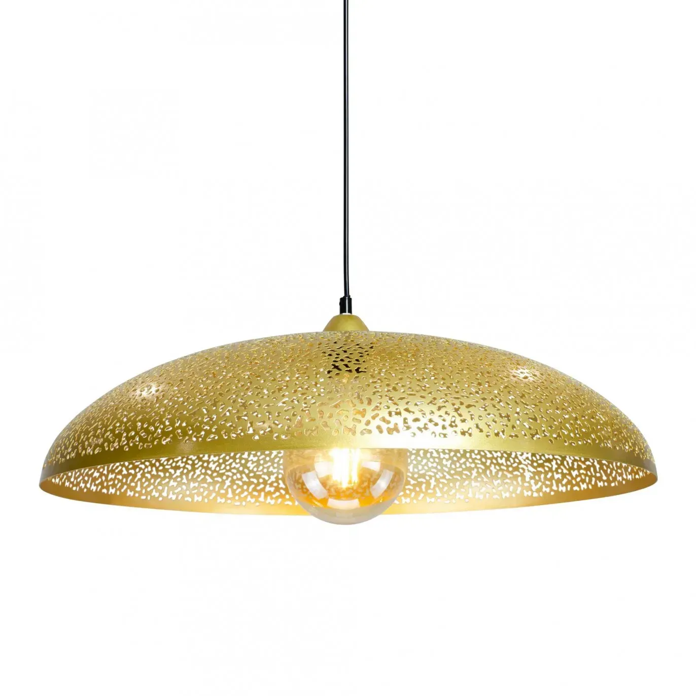 Suspension en métal perforé doré