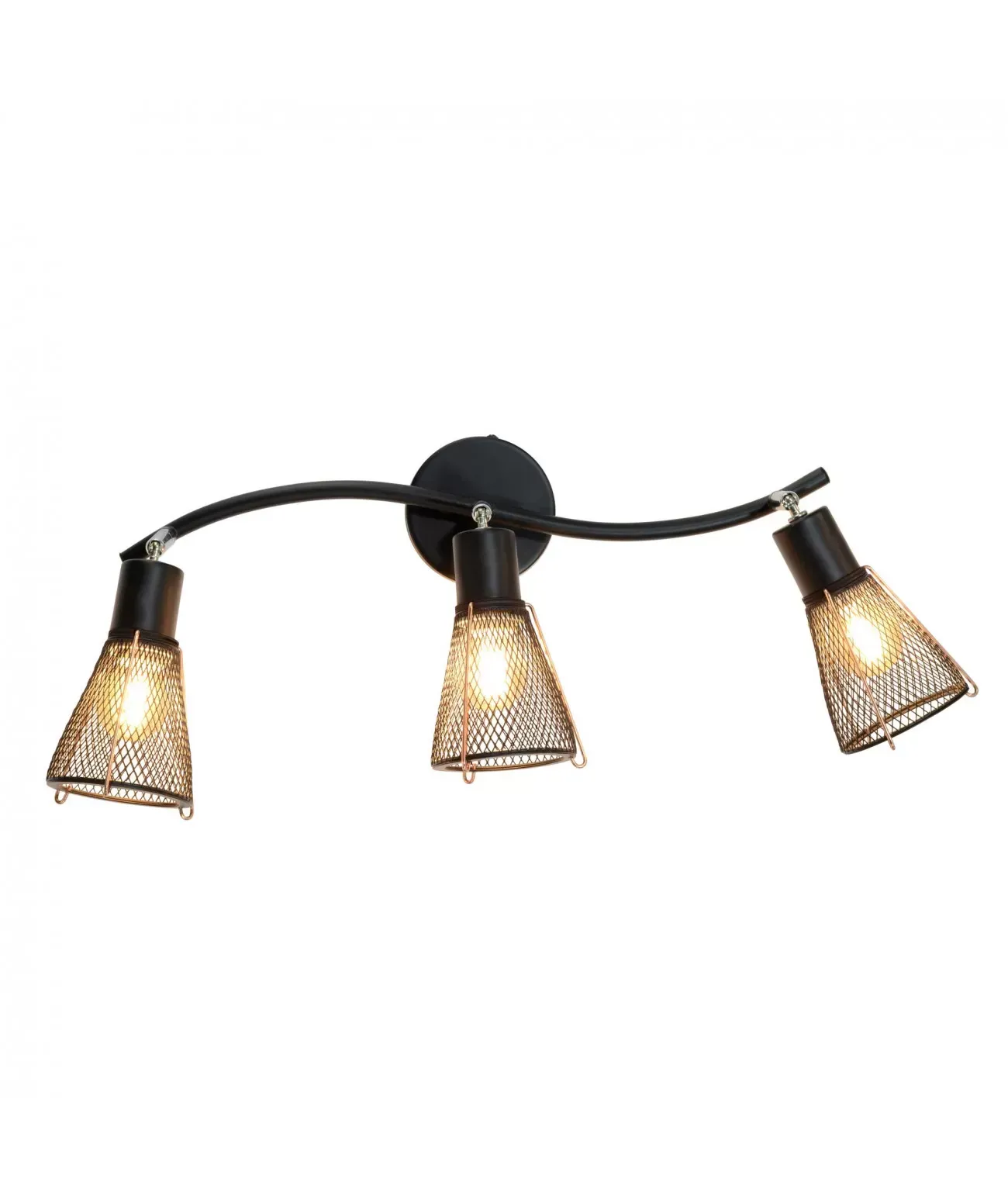 Applique murale 3L en métal grillagé noir et cuivré