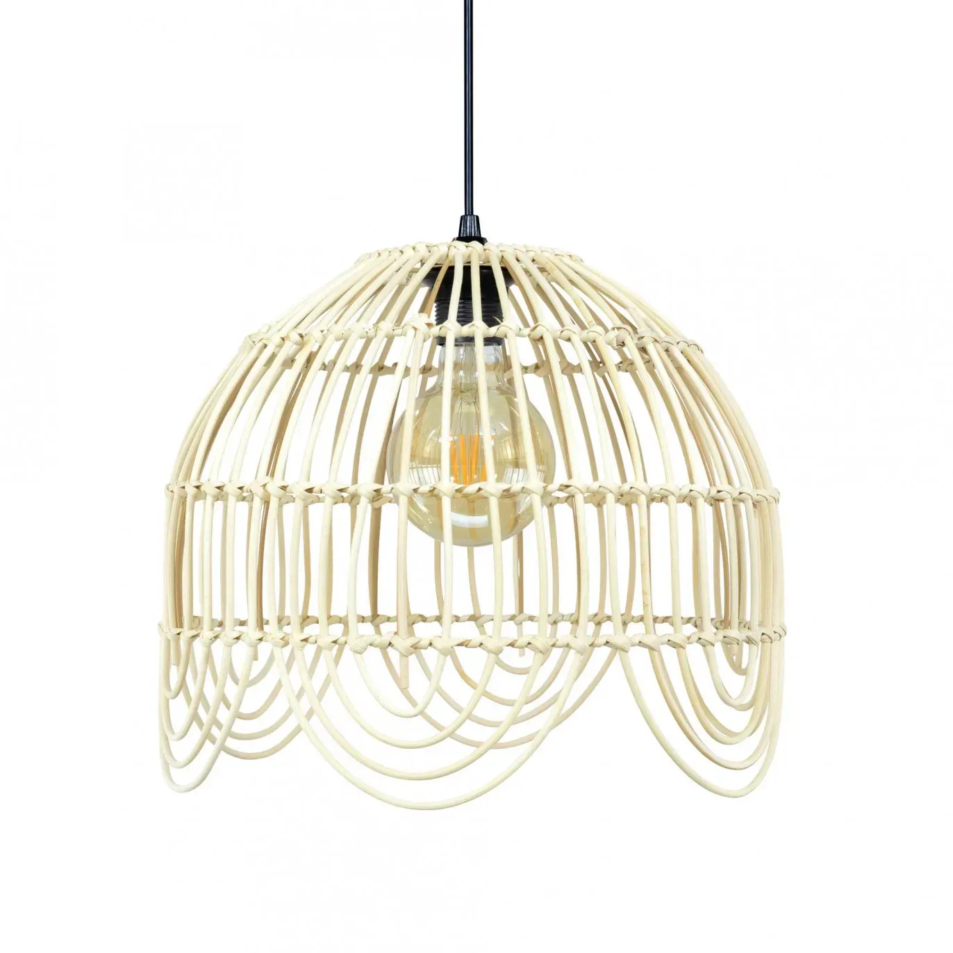 Suspension fleur en rotin naturel