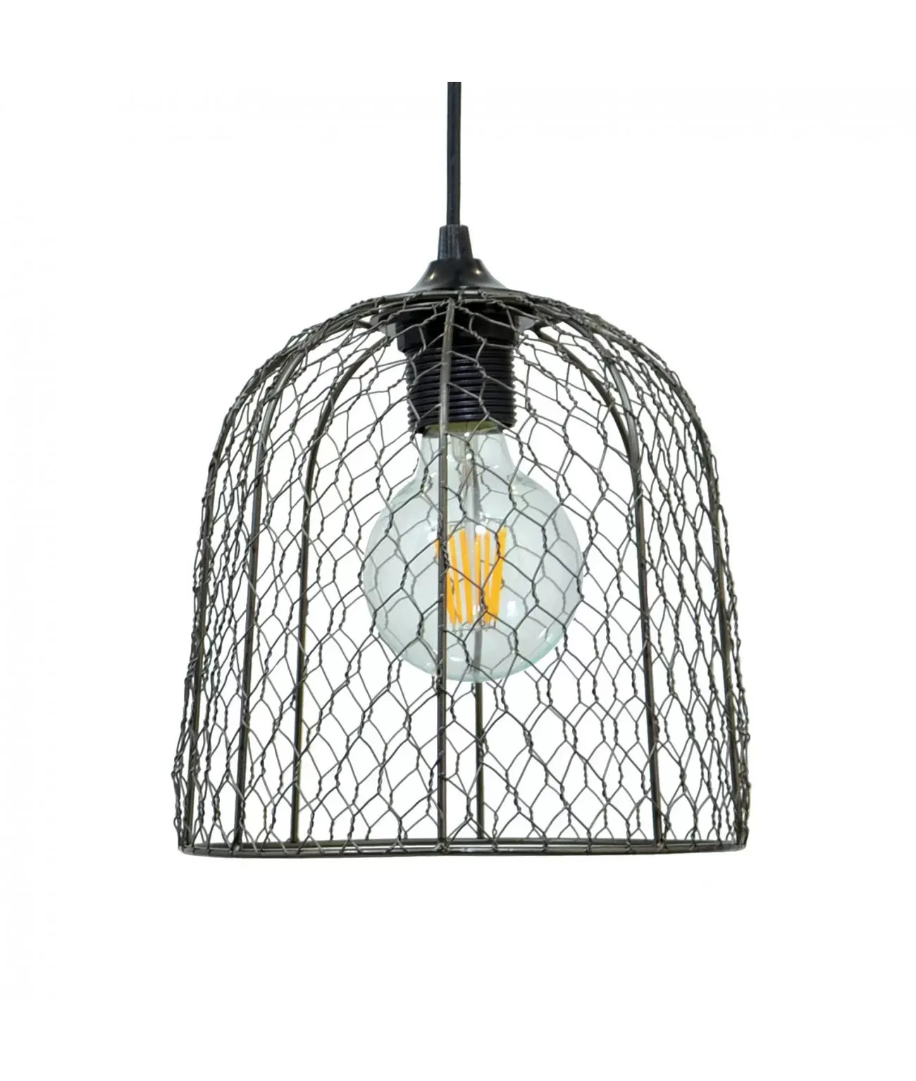 Suspension en métal grillagé gris anthracite