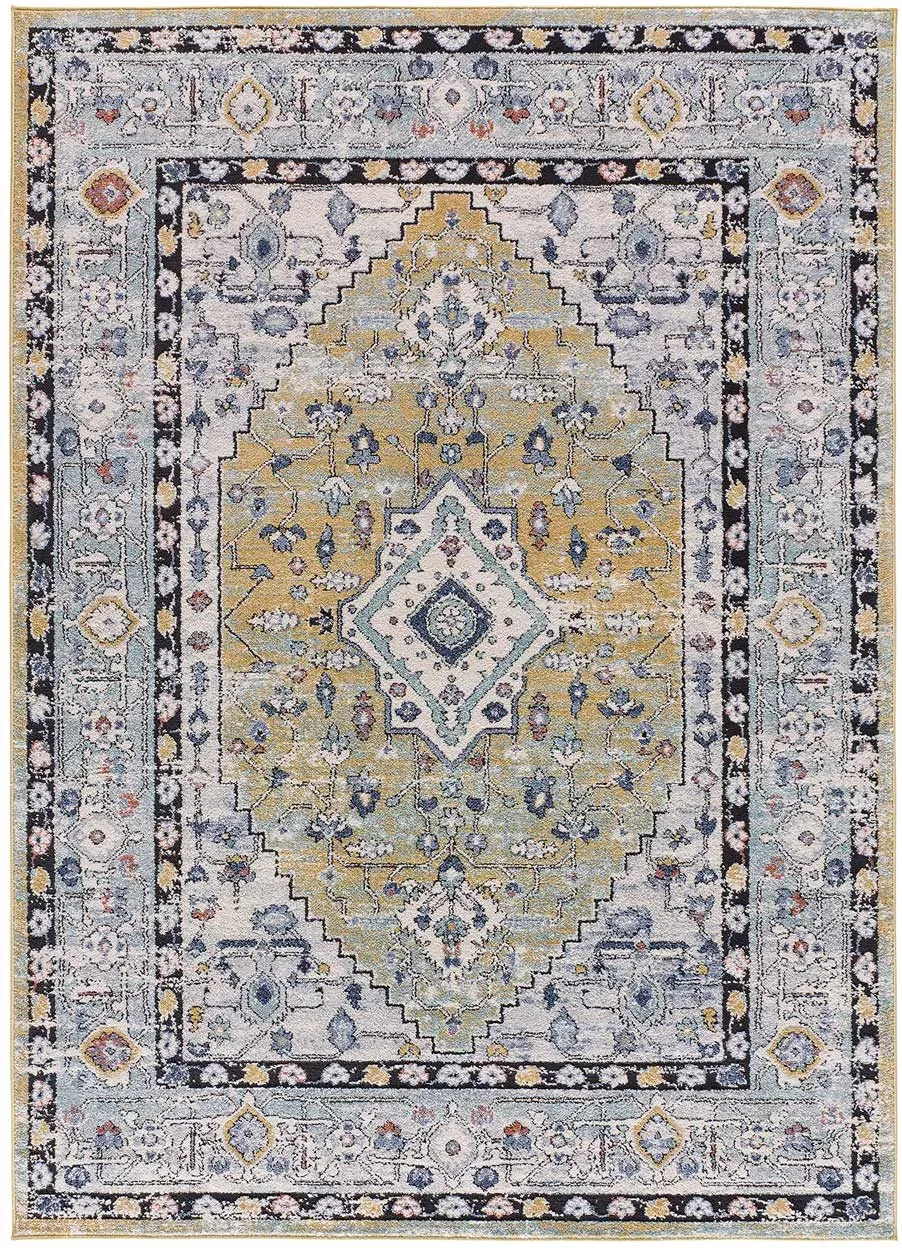 Tapis vintage bleu/beige/rouille 120x170 cm