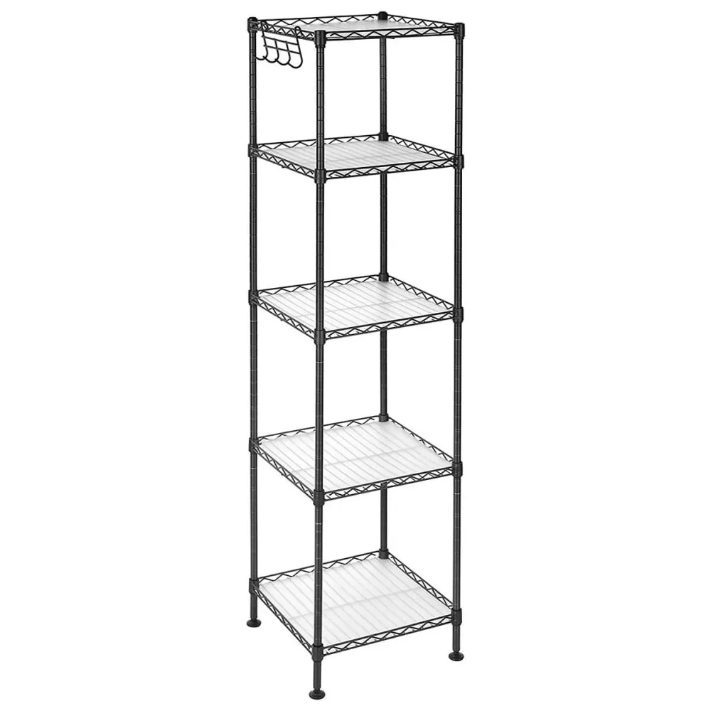 Etagère de salle de bain métal noir avec grille de rangement modulable