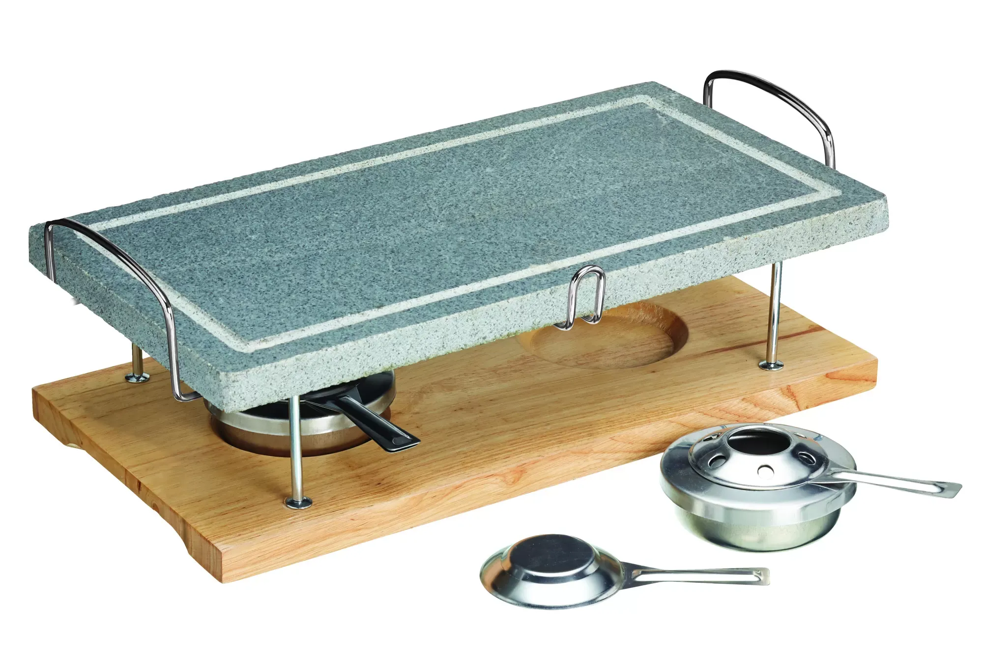 Appareil à pierrade en marbre naturel gris et bois