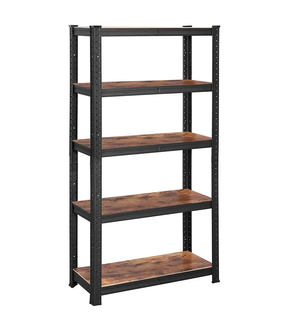 Etagère de rangement en métal noir avec niveaux réglables - H175 cm