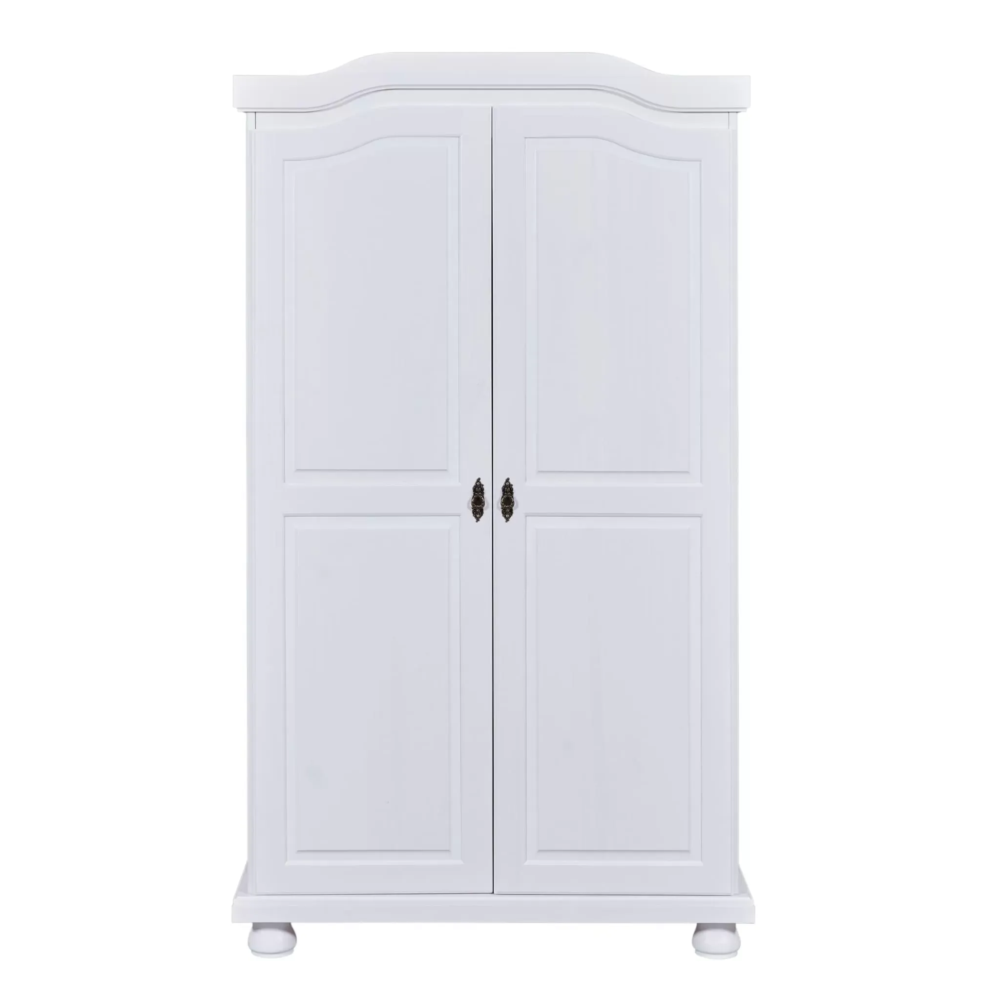 Armoire 2 portes en bois massif blanc laqué