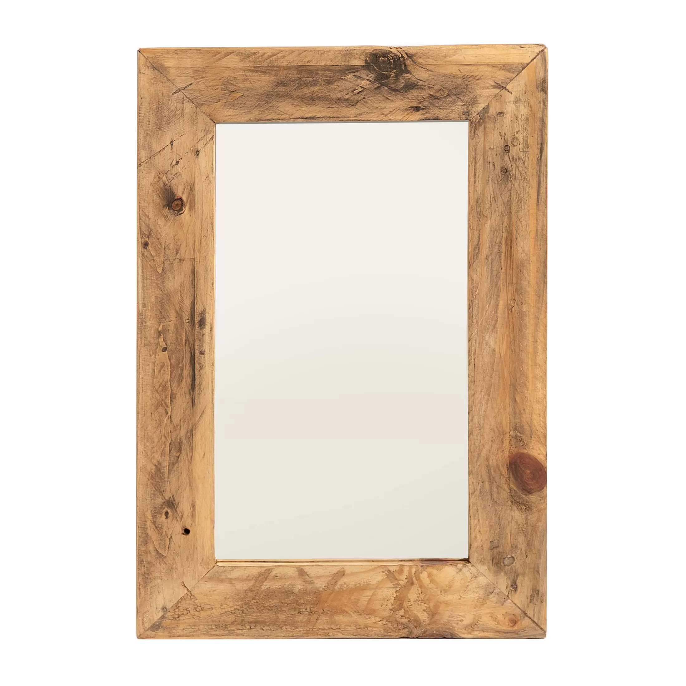 Miroir suspendu en bois recyclé 70 cm