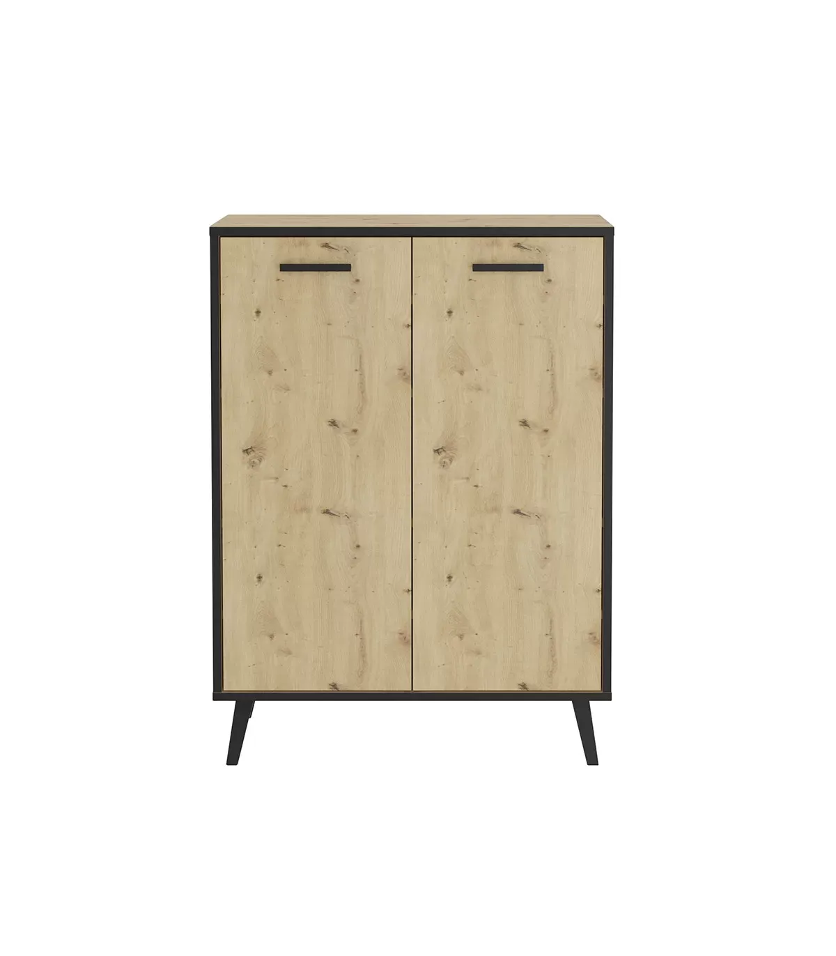 Petit buffet décor 2 portes chêne et gris foncé - L68,5 cm